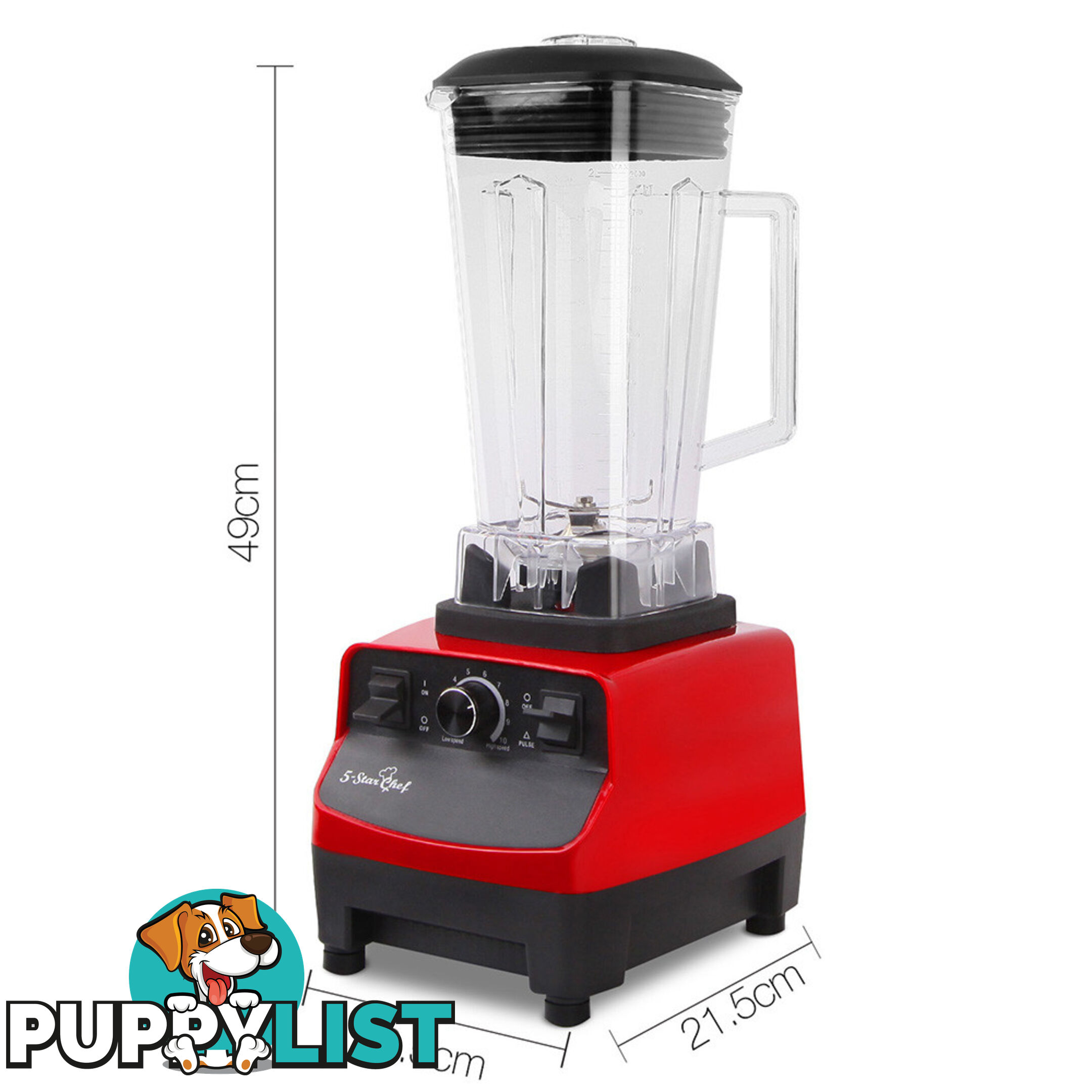 2-in-1 Food Processor & Blender 2L - Red