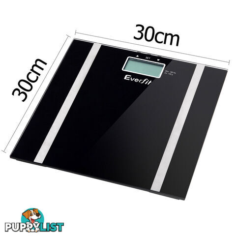 Electronic Digital Body Fat & Hydration Bathroom Glass Scale Black