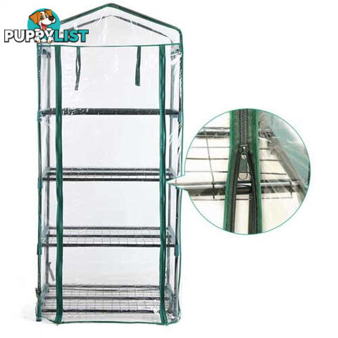 4 Shelf Greenhouse with Transparent PVC Cover