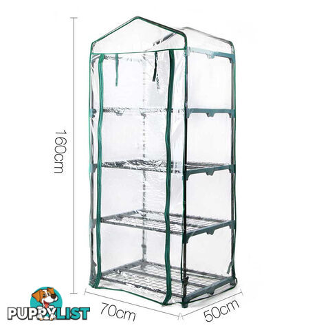 4 Shelf Greenhouse with Transparent PVC Cover