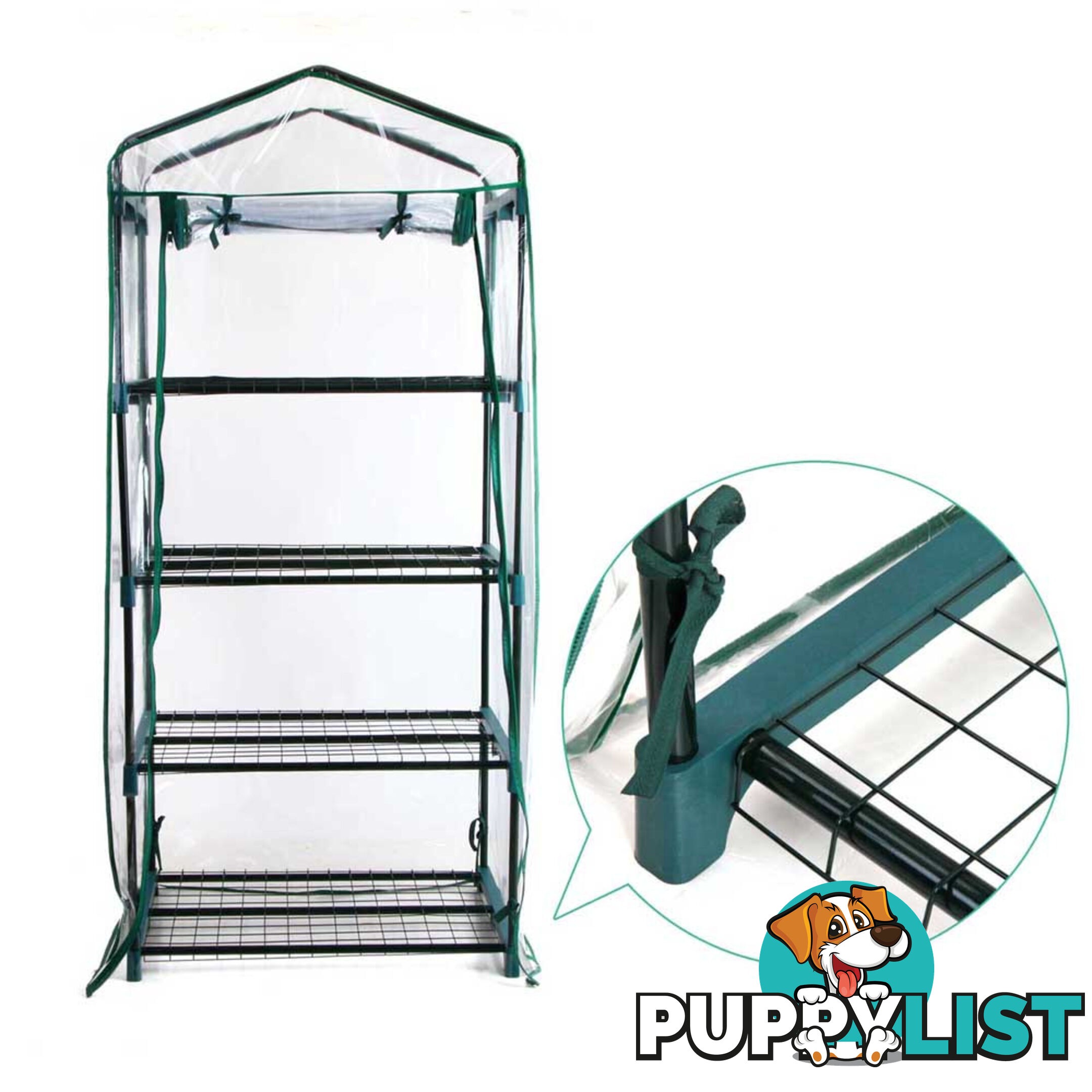 4 Shelf Greenhouse with Transparent PVC Cover