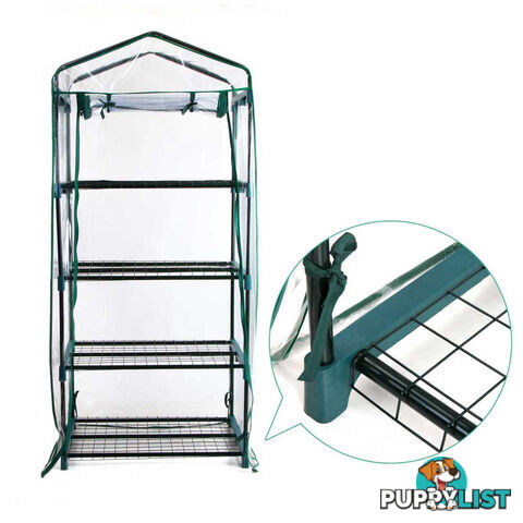 4 Shelf Greenhouse with Transparent PVC Cover