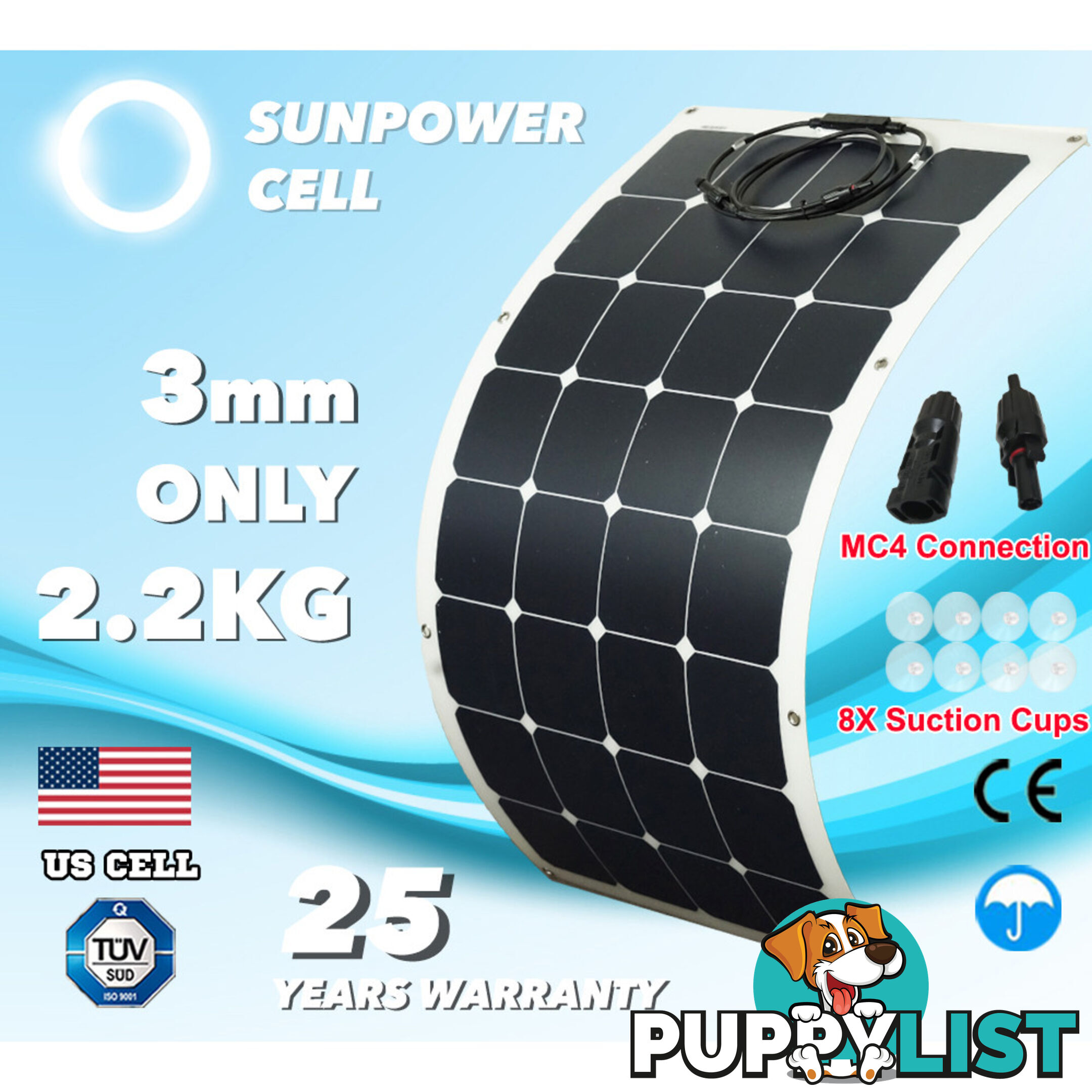 100W 12V FLEXIBLE SOLAR PANEL KIT GENERATOR CARAVAN CAMPING POWER MONO CHARGING