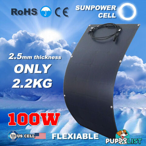 12V 100W Flexible Black Silicon Solar Panel Generator Power Mono Charging Kit