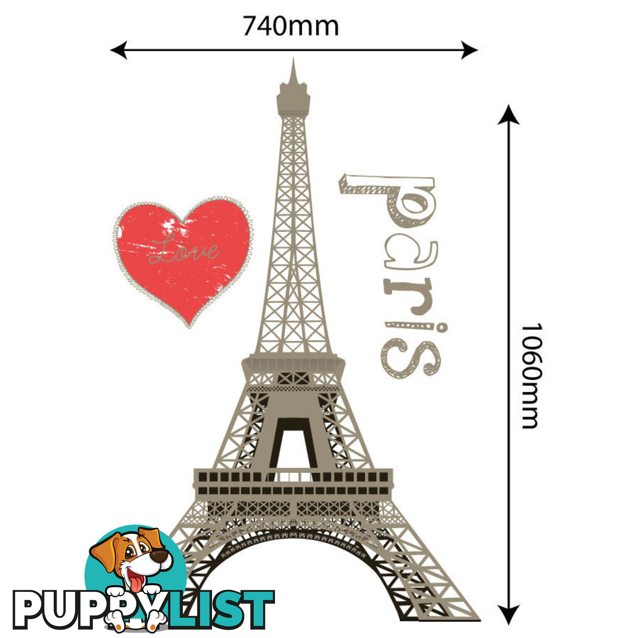 Extra Large Size Paris Eiffel Tower Wall Stickers - Totally Movable