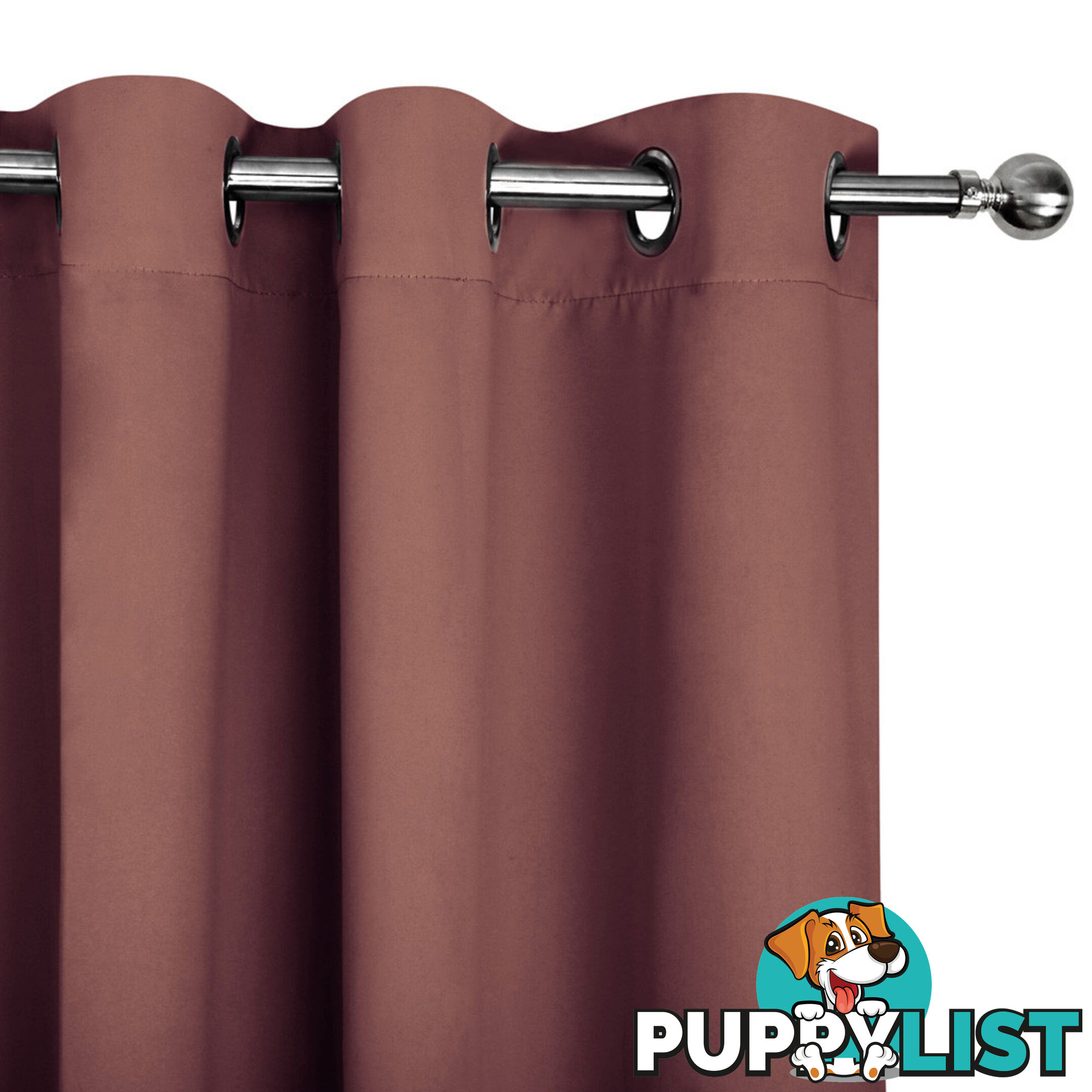 ArtQueen 3 Pass Eyelet Blockout Curtain Brown 240cm