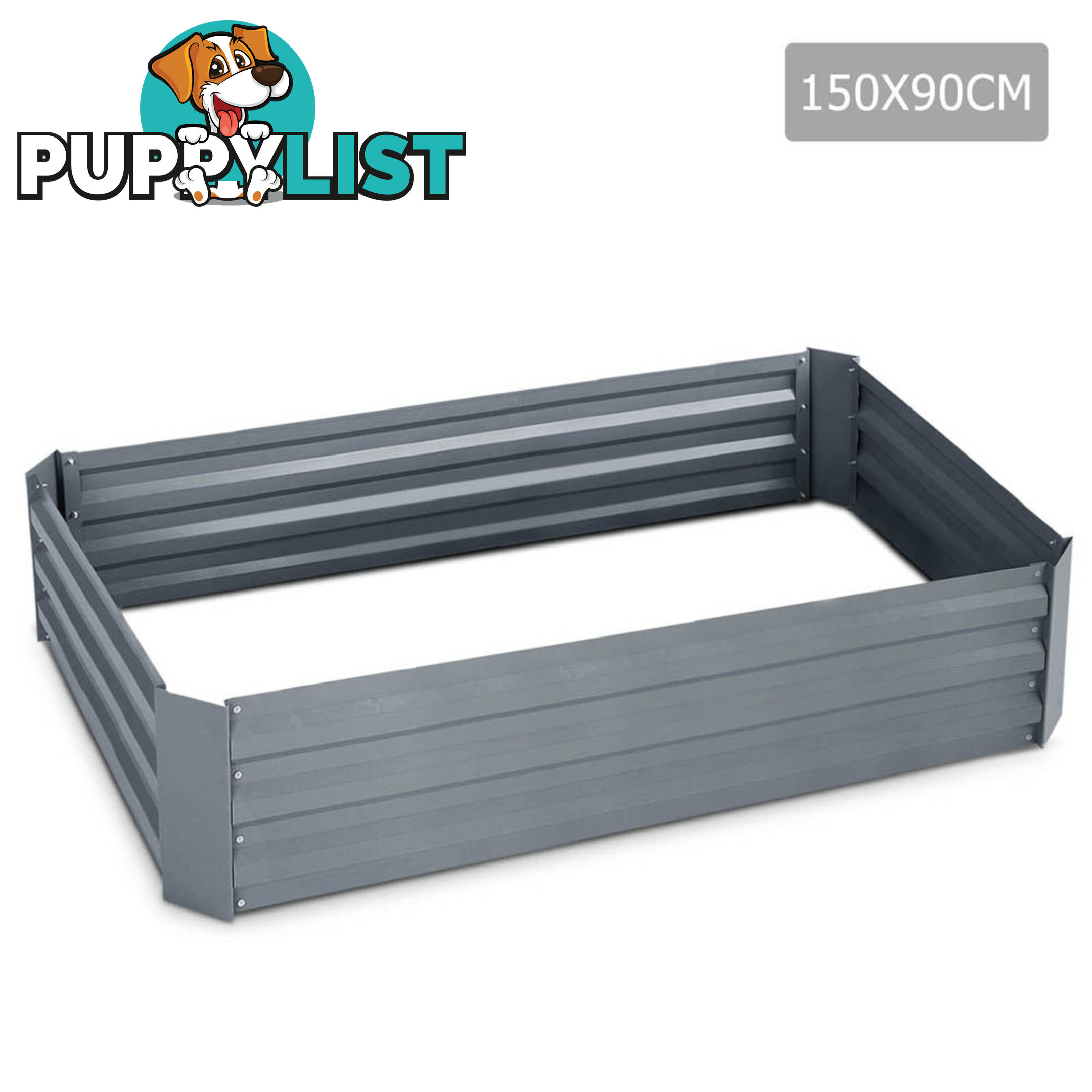 Galvanised Raised Garden Bed - 150 x 90 x 30cm - Grey