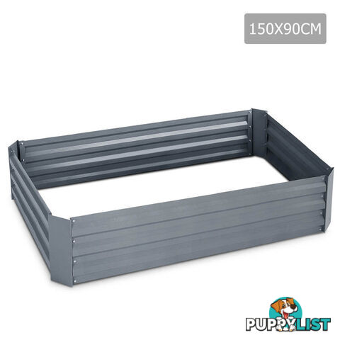 Galvanised Raised Garden Bed - 150 x 90 x 30cm - Grey