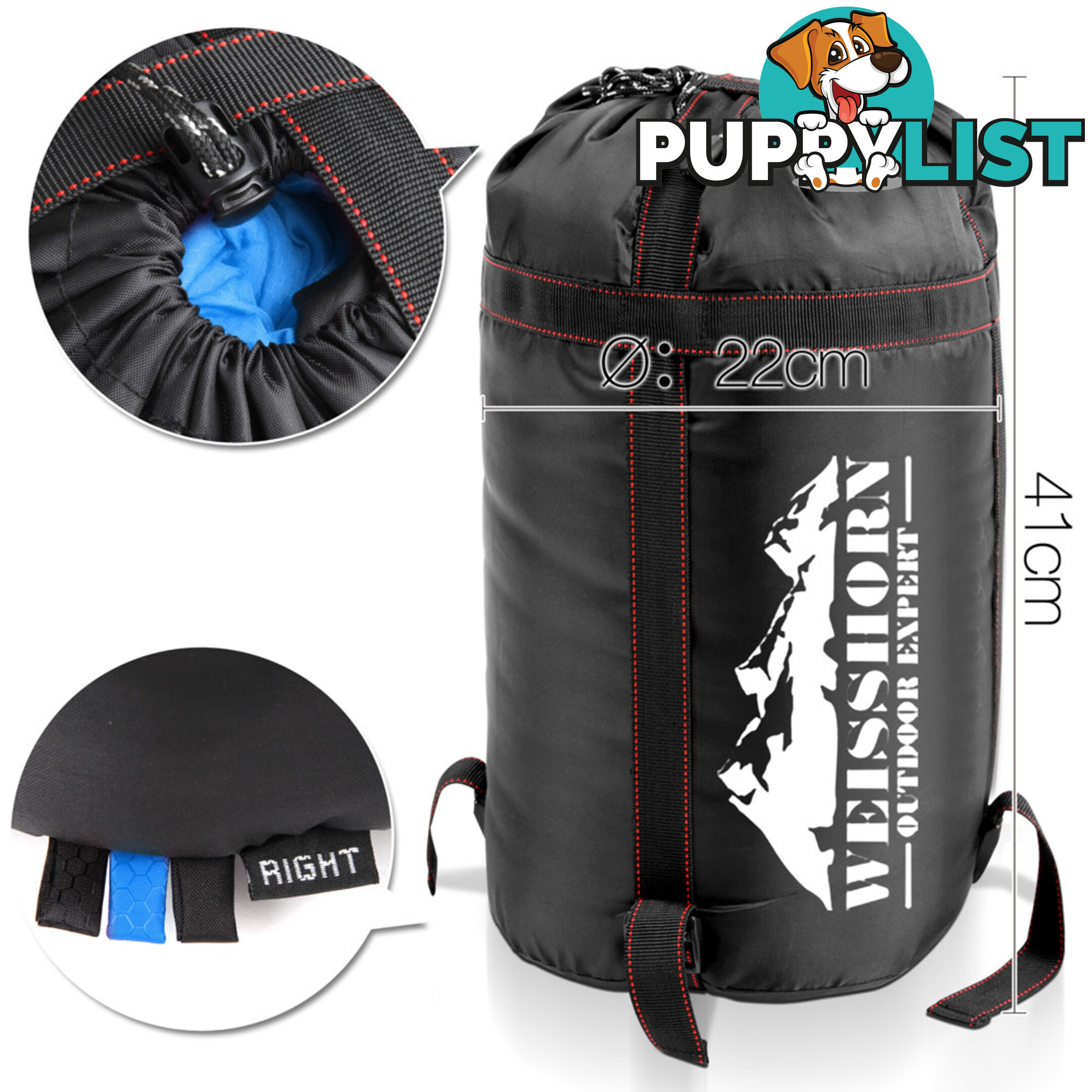 Camping Envelope Sleeping Bag Single Blue Black