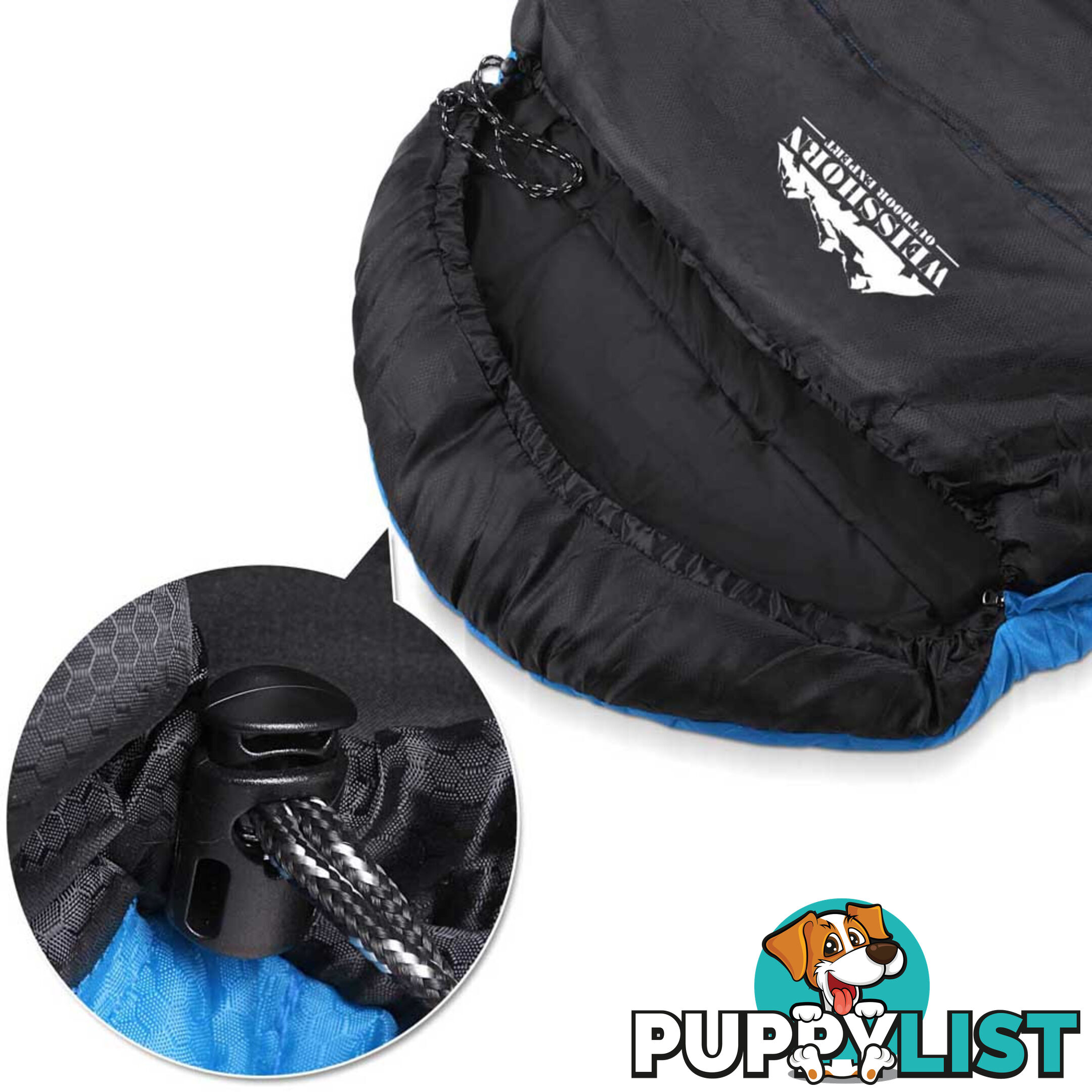 Camping Envelope Sleeping Bag Single Blue Black