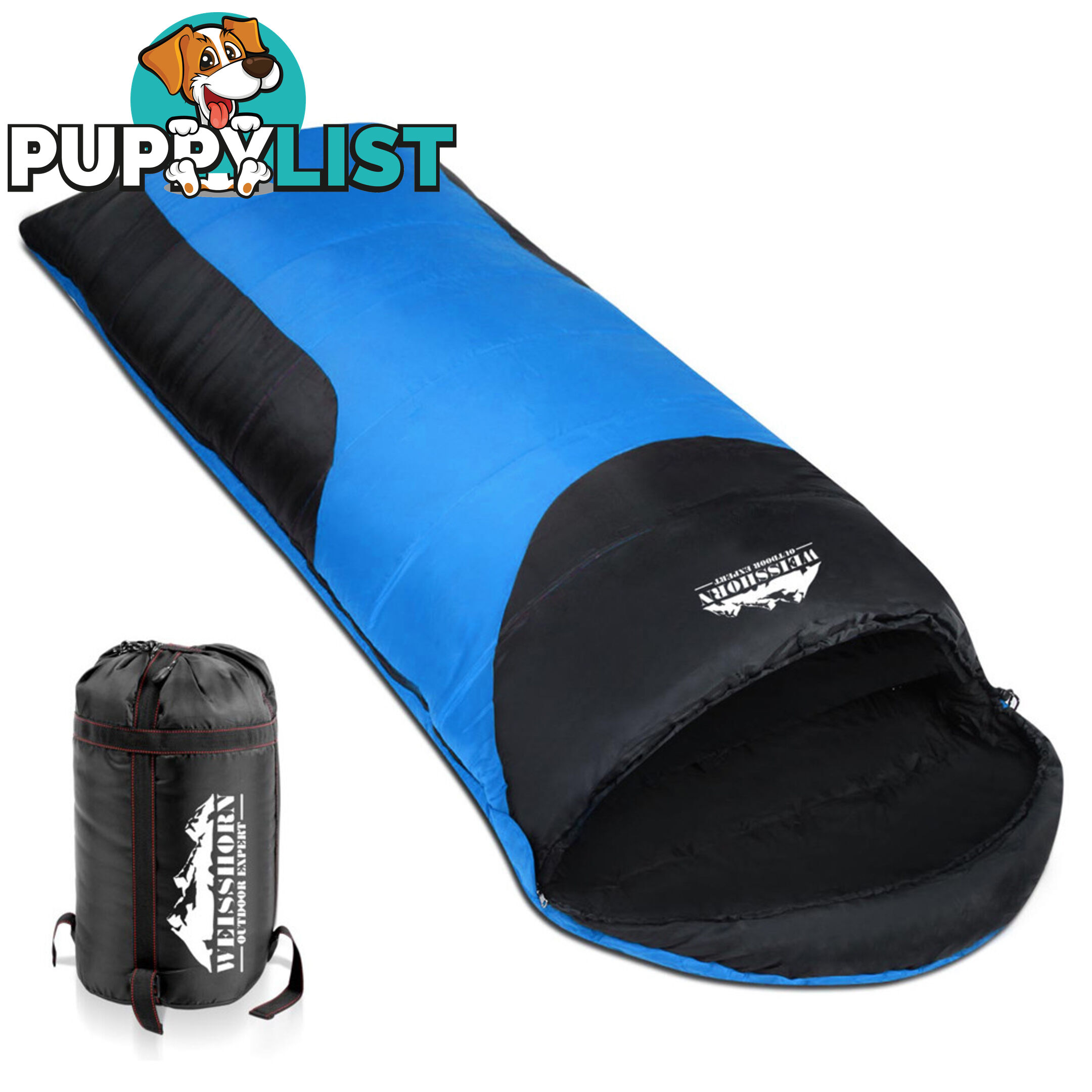 Camping Envelope Sleeping Bag Single Blue Black