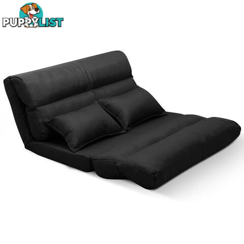 Double Size Adjustable Lounge Sofa - 5 positions Black