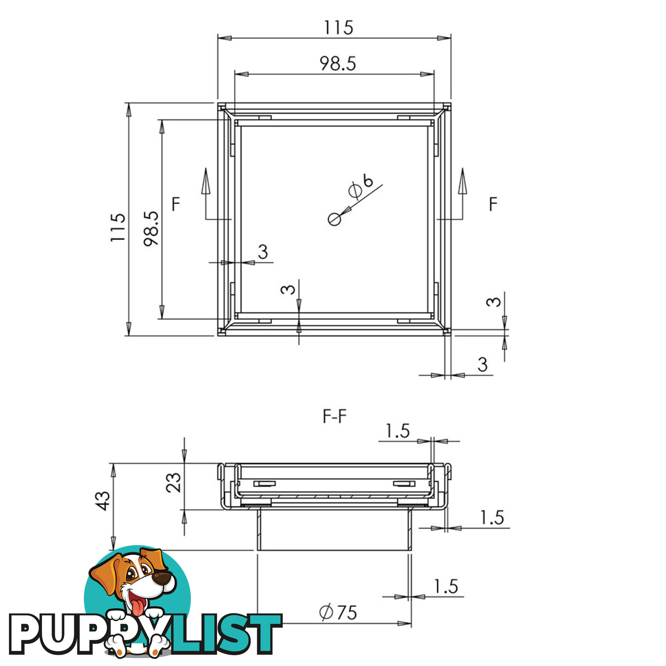 Set of 2 Square Stainless Steel Shower Grate Drain Floor Bathroom 95mm