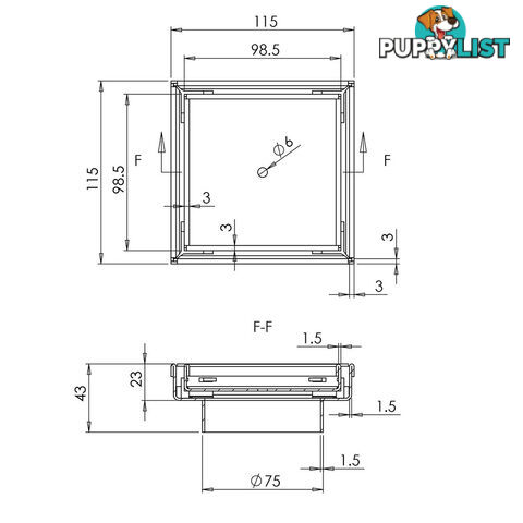 Set of 2 Square Stainless Steel Shower Grate Drain Floor Bathroom 95mm