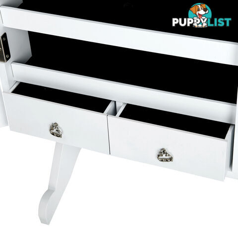 Mirror Jewellery Cabinet Storage 146cm White