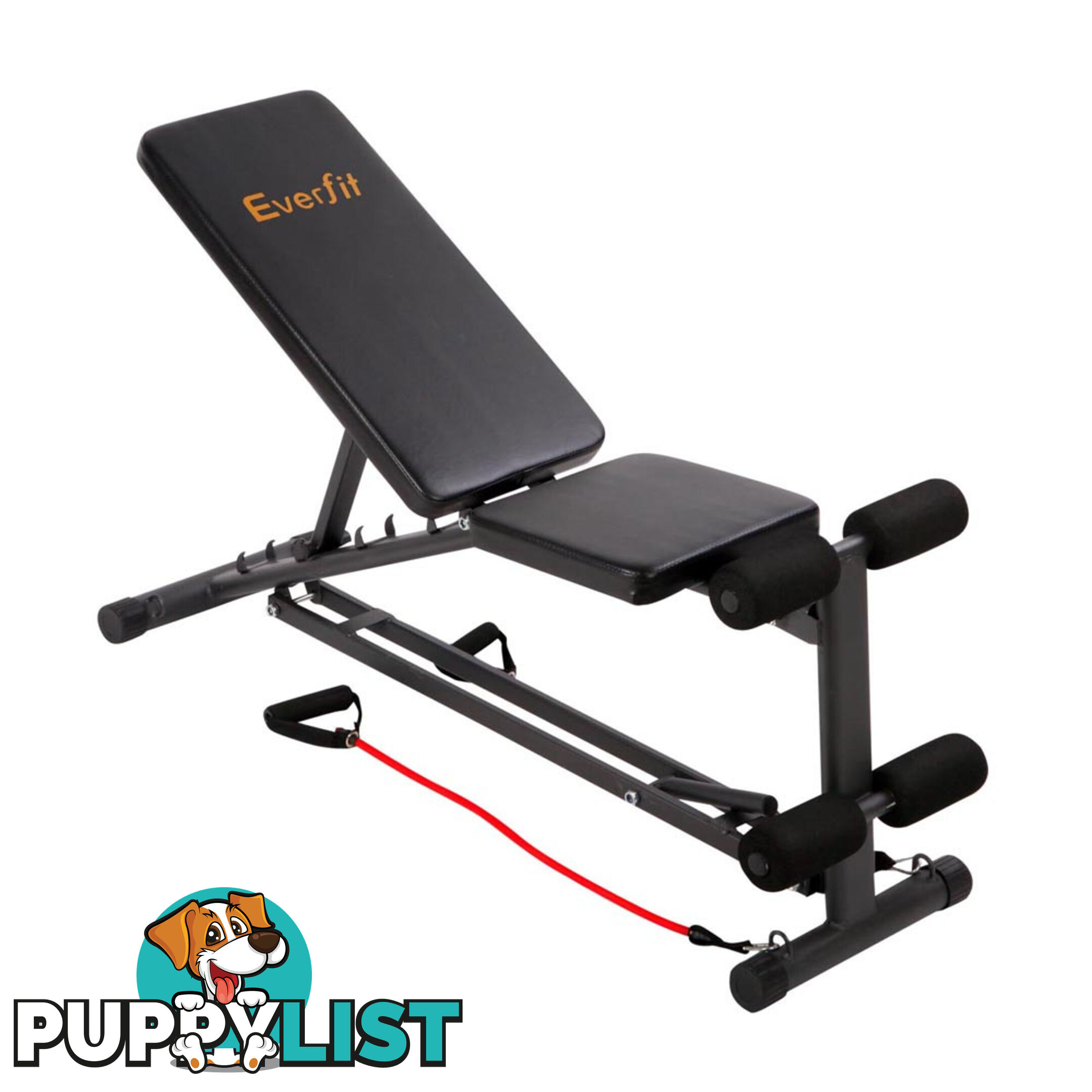 FID Flat Adjustable Bench 150Kg w/ Resistance Bands