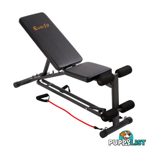 FID Flat Adjustable Bench 150Kg w/ Resistance Bands