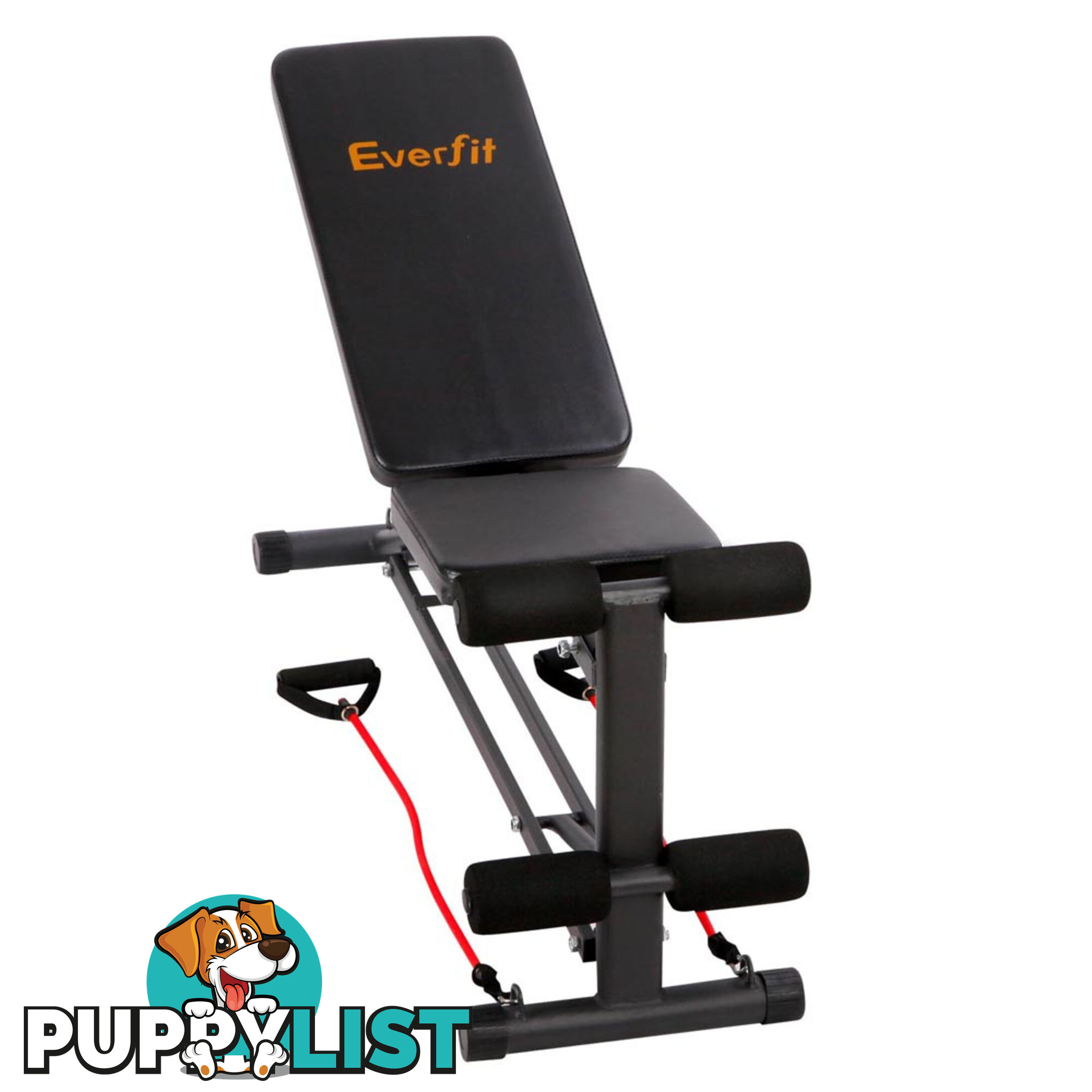 FID Flat Adjustable Bench 150Kg w/ Resistance Bands