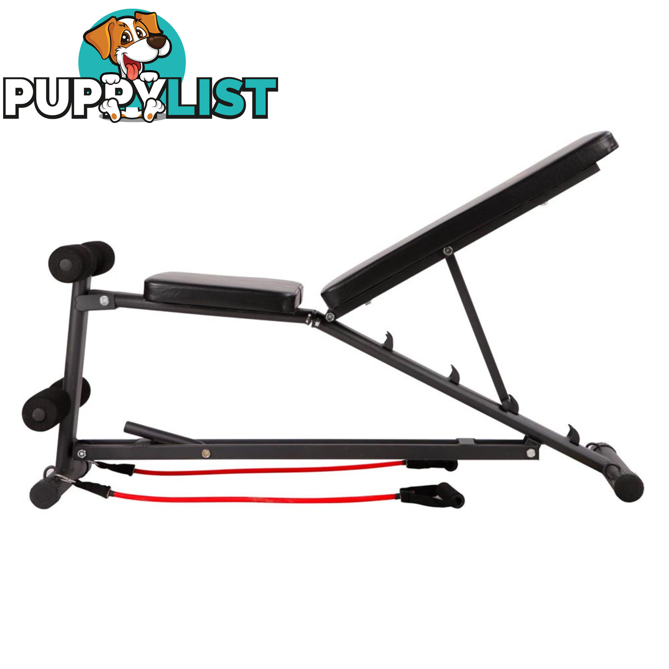 FID Flat Adjustable Bench 150Kg w/ Resistance Bands