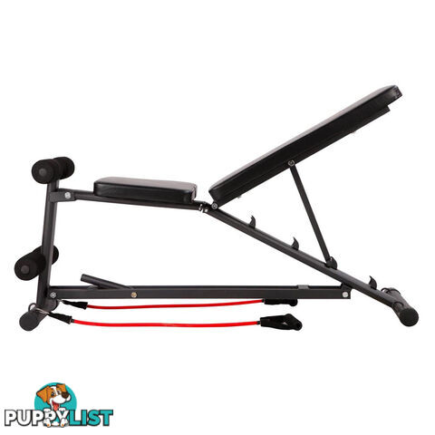 FID Flat Adjustable Bench 150Kg w/ Resistance Bands