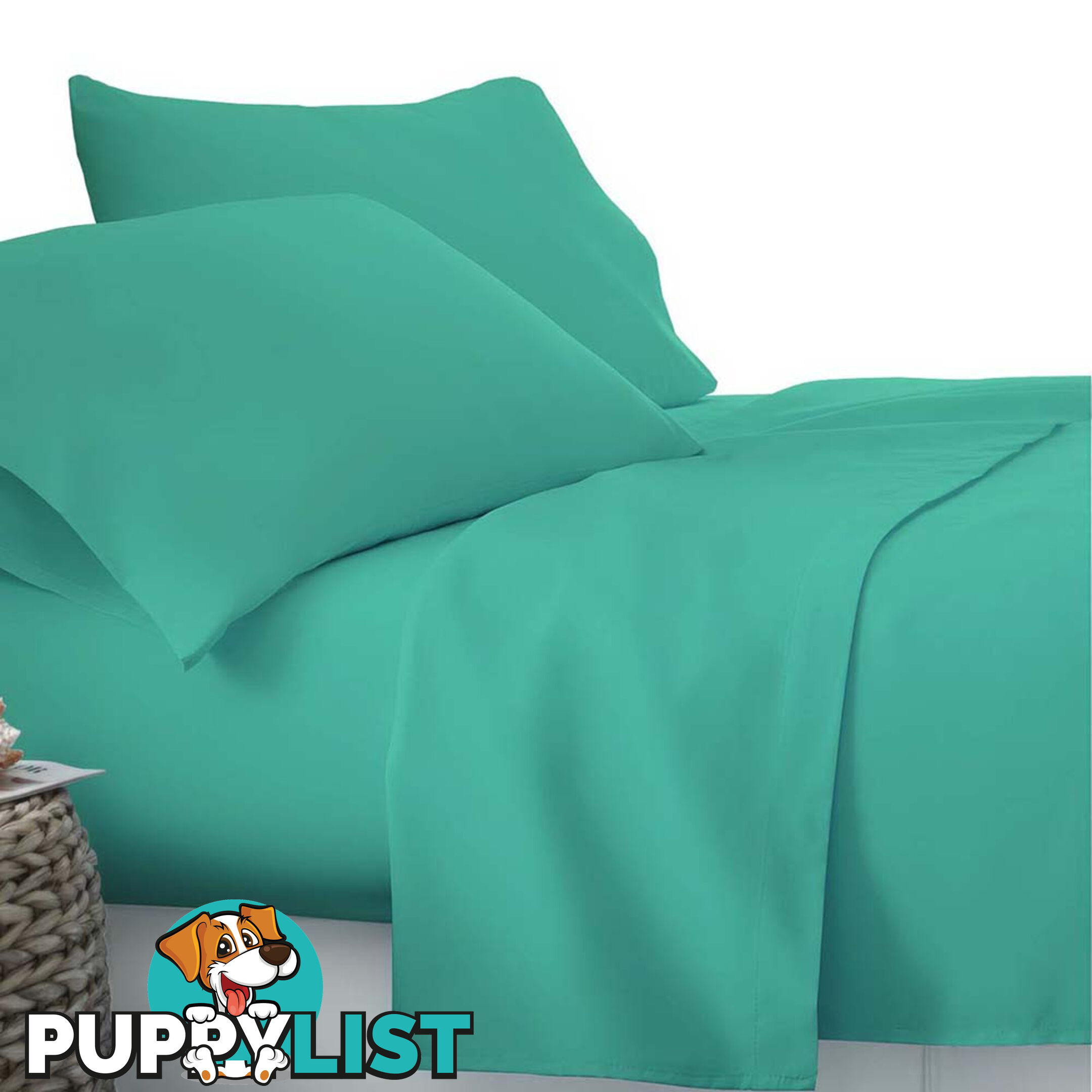 4 Piece Microfibre Sheet Set King  Aqua