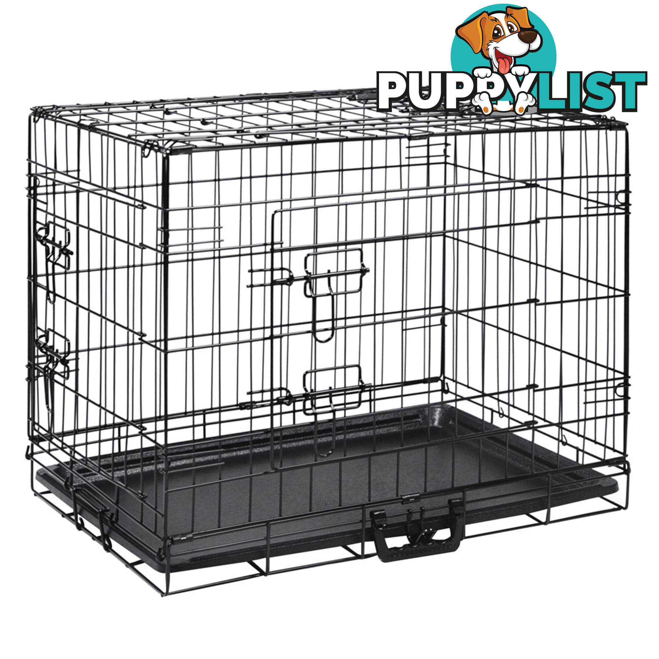 24 Inch Pet Portable Foldable Metal Cage Black