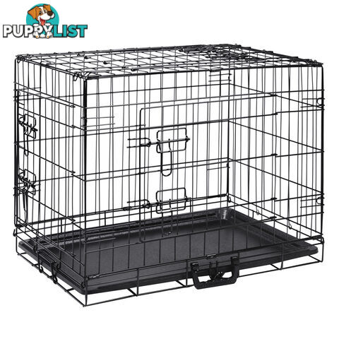 24 Inch Pet Portable Foldable Metal Cage Black