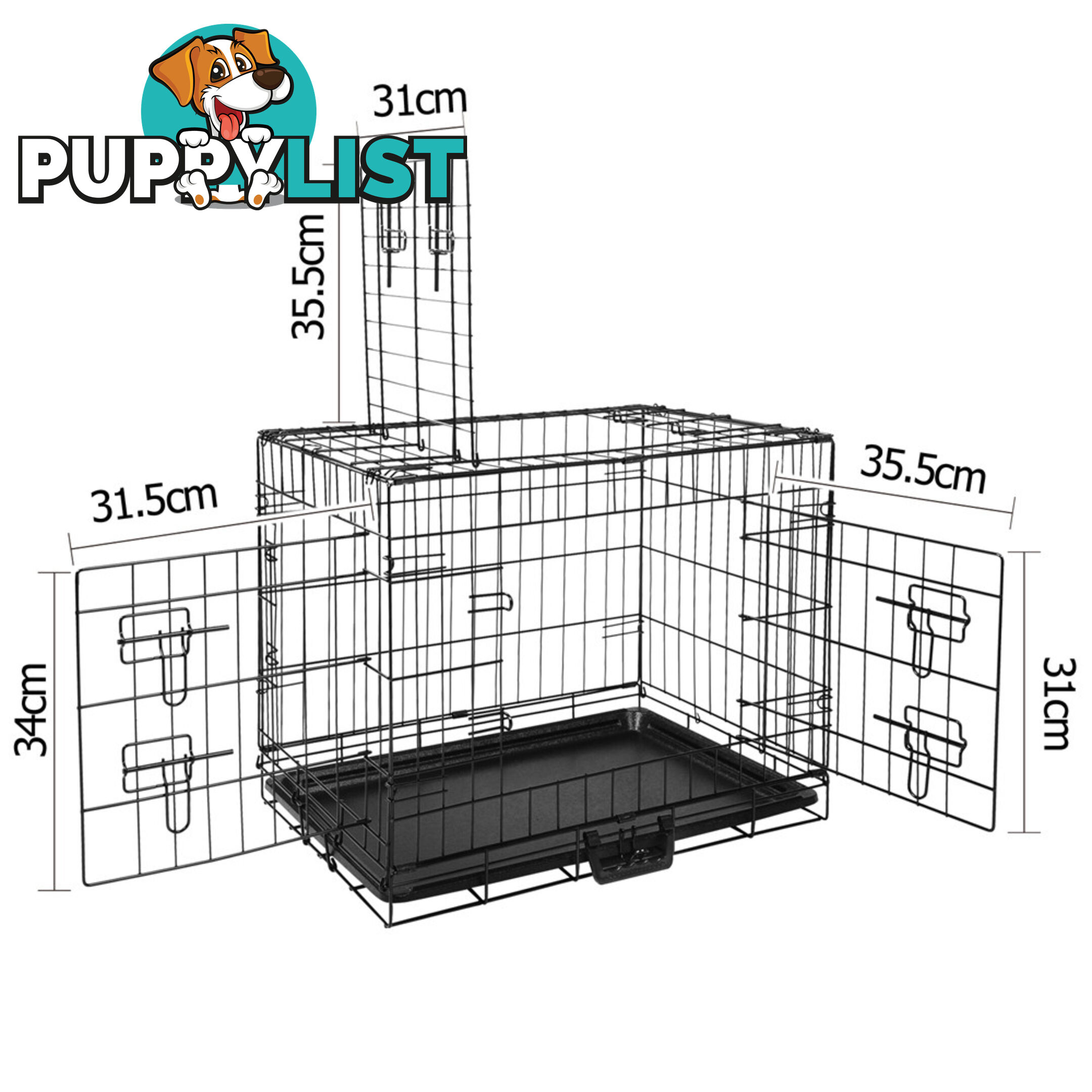 24 Inch Pet Portable Foldable Metal Cage Black