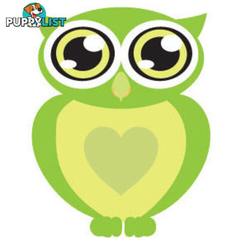 10 X Green owl with big eyes Wall Sticker - Totally Movable