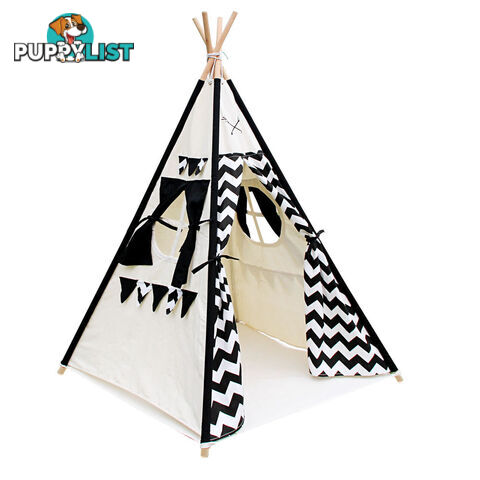 4 Poles Teepee Tent w/ Storage Bag Black