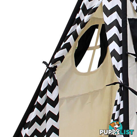 4 Poles Teepee Tent w/ Storage Bag Black