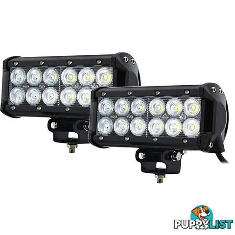 2x 7inch 60w Cree LED Light Bar Flood Beam Offroad Work SUV 4WD Lamp