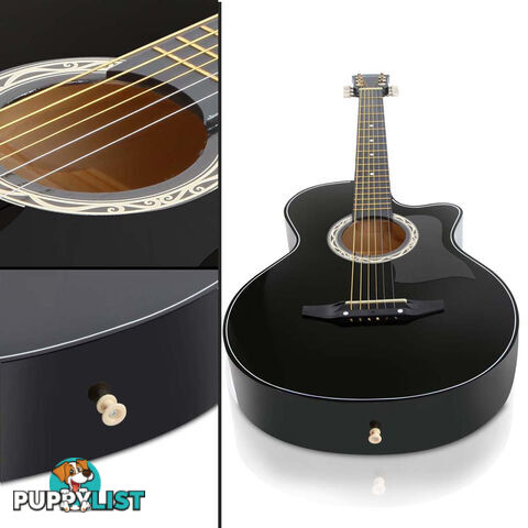 38 Inch Wooden Acoustic Guitar Black