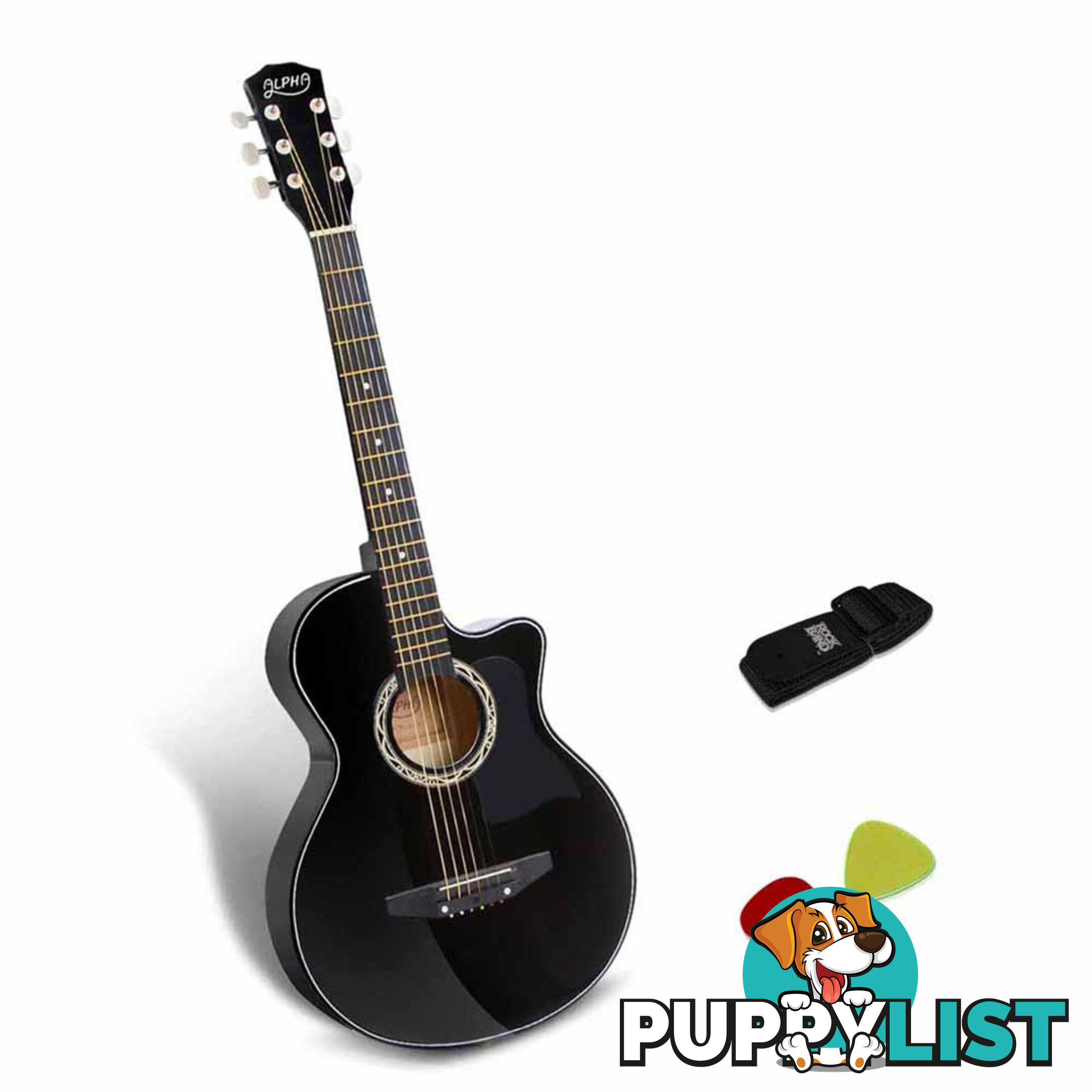 38 Inch Wooden Acoustic Guitar Black