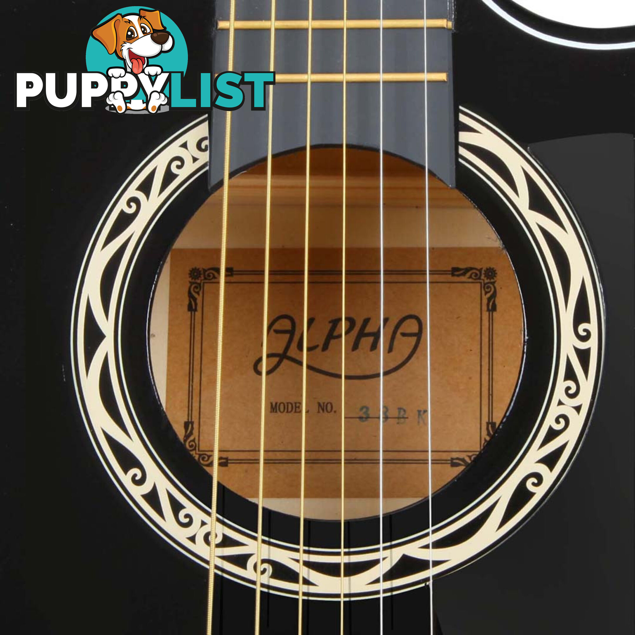 38 Inch Wooden Acoustic Guitar Black