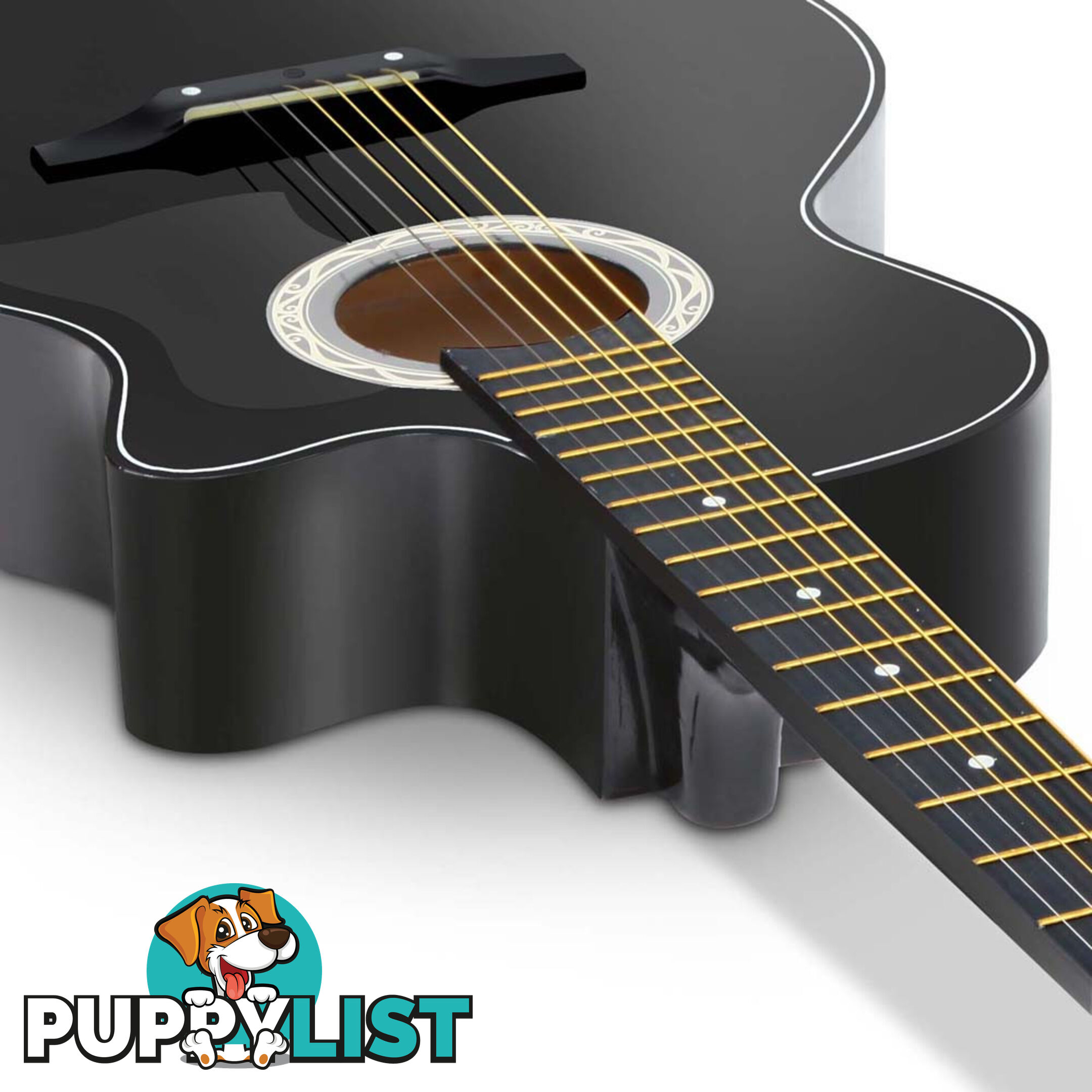 38 Inch Wooden Acoustic Guitar Black