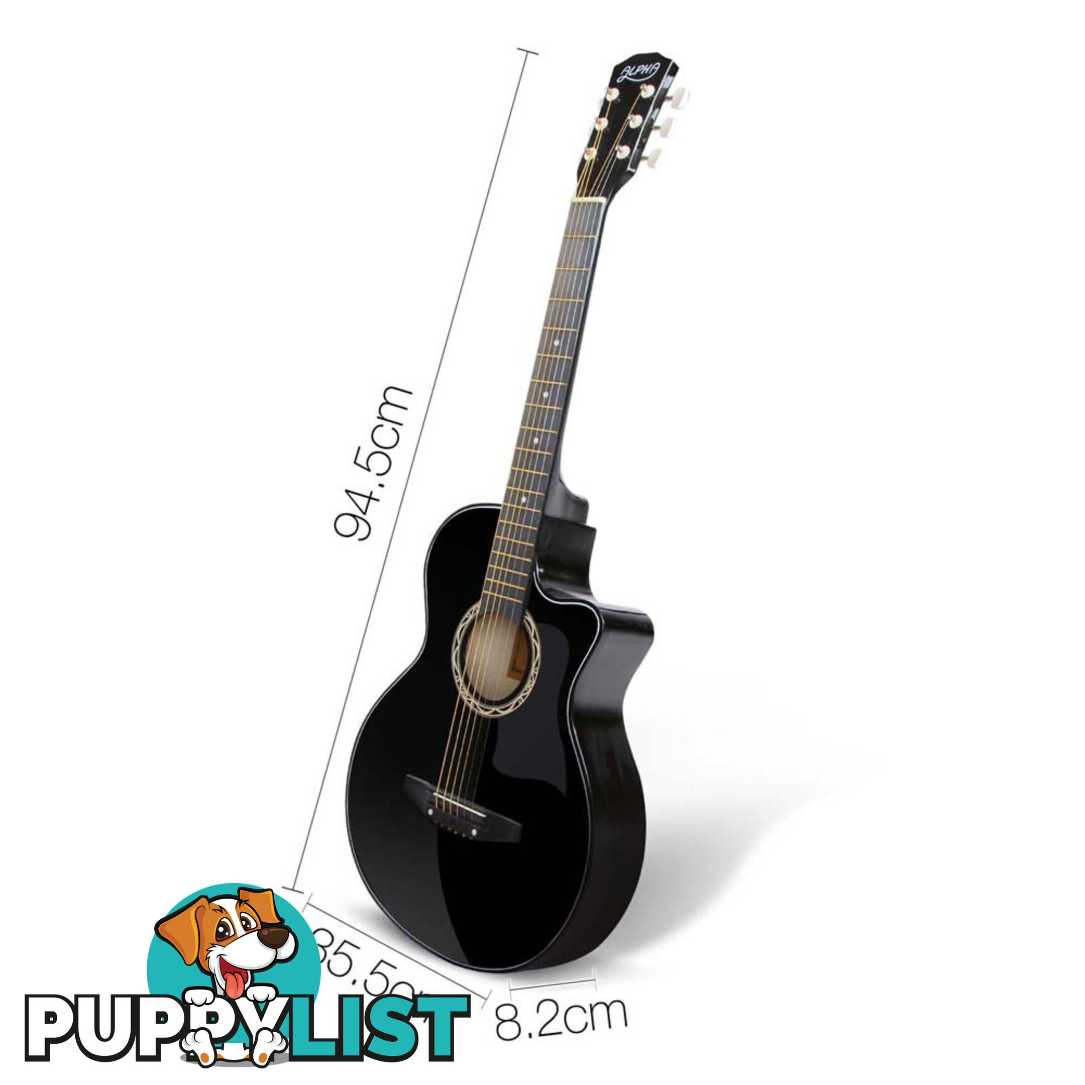 38 Inch Wooden Acoustic Guitar Black