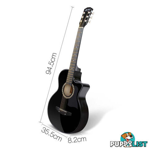 38 Inch Wooden Acoustic Guitar Black