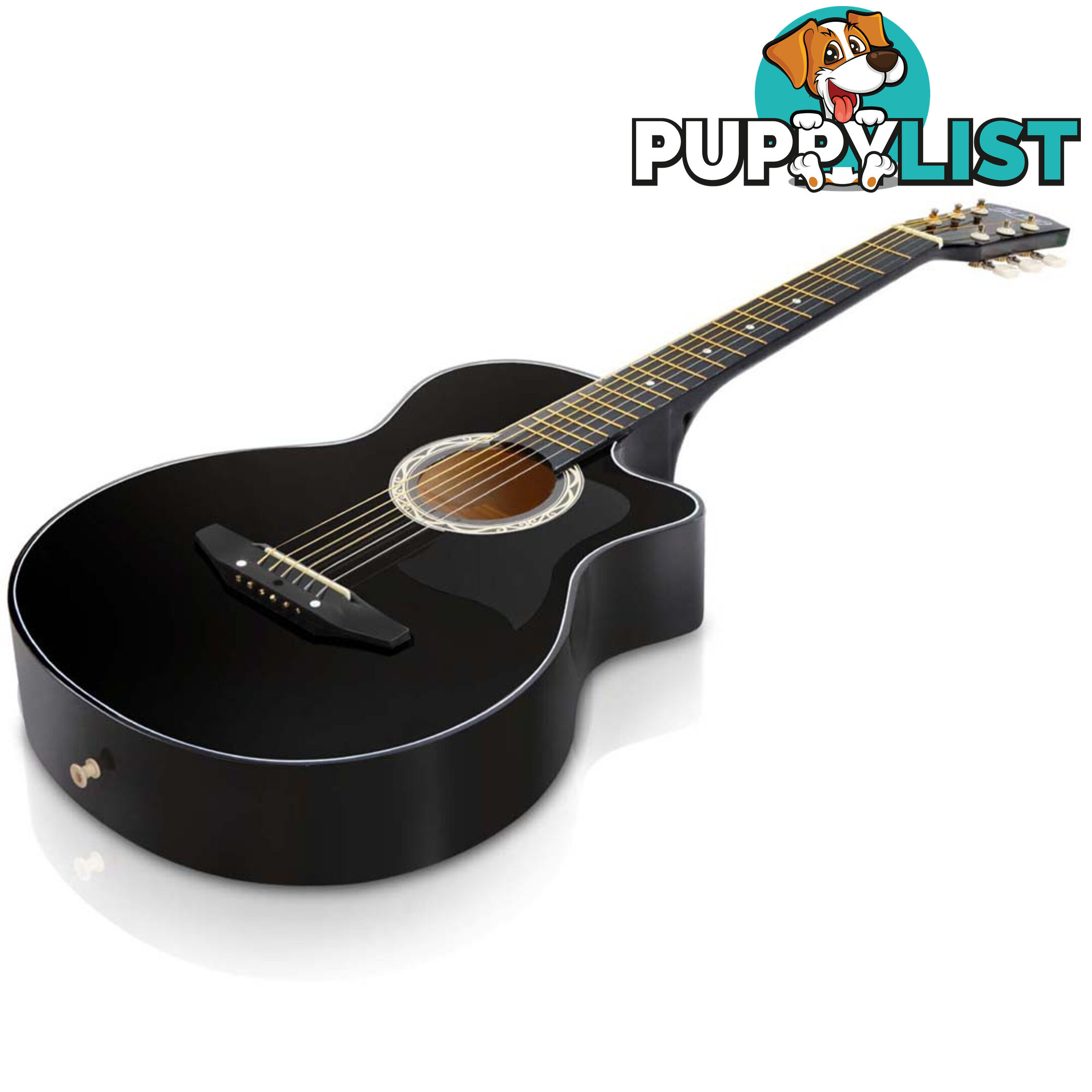 38 Inch Wooden Acoustic Guitar Black