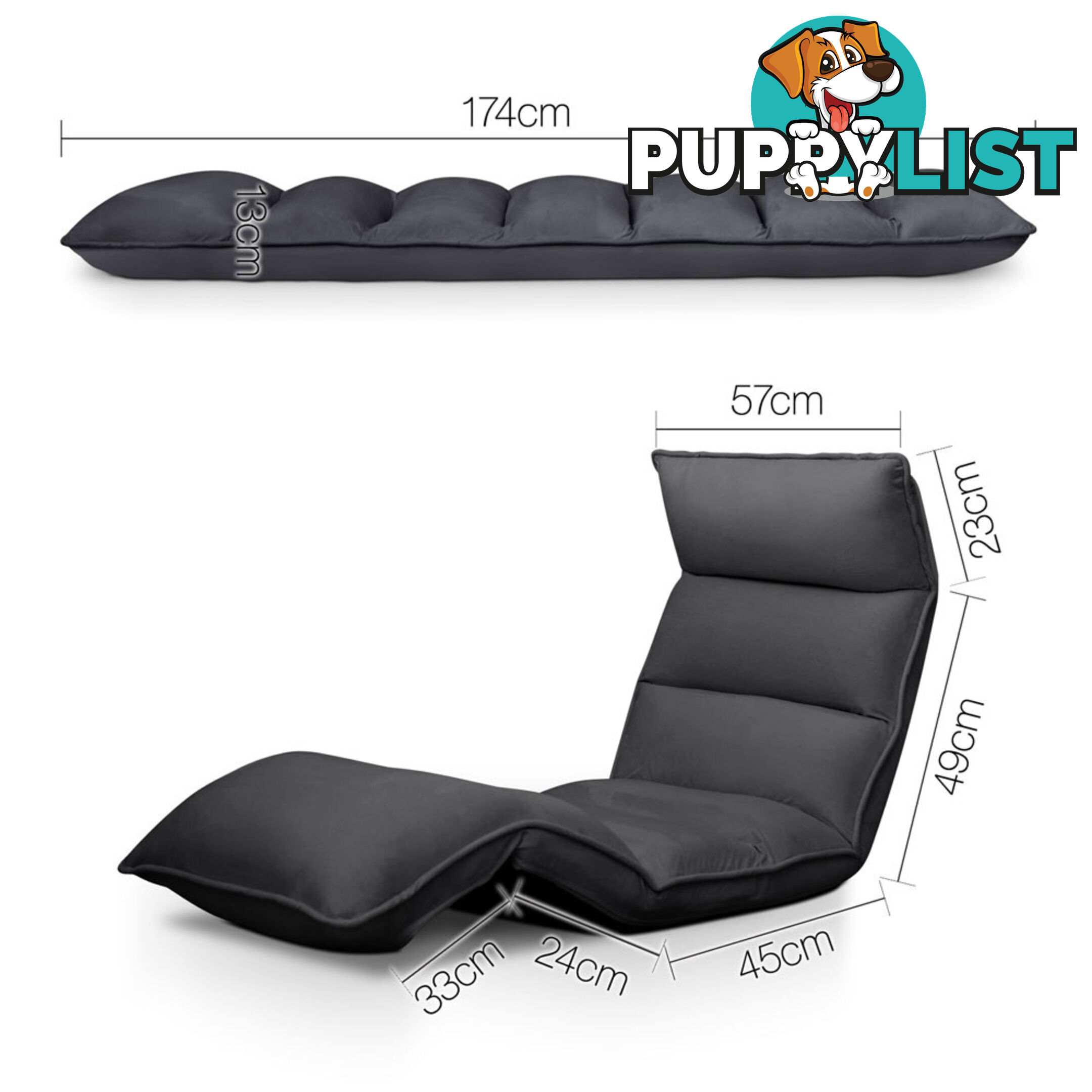 Lounge Sofa Chair - 375 Adjustable Angles  Charcoal