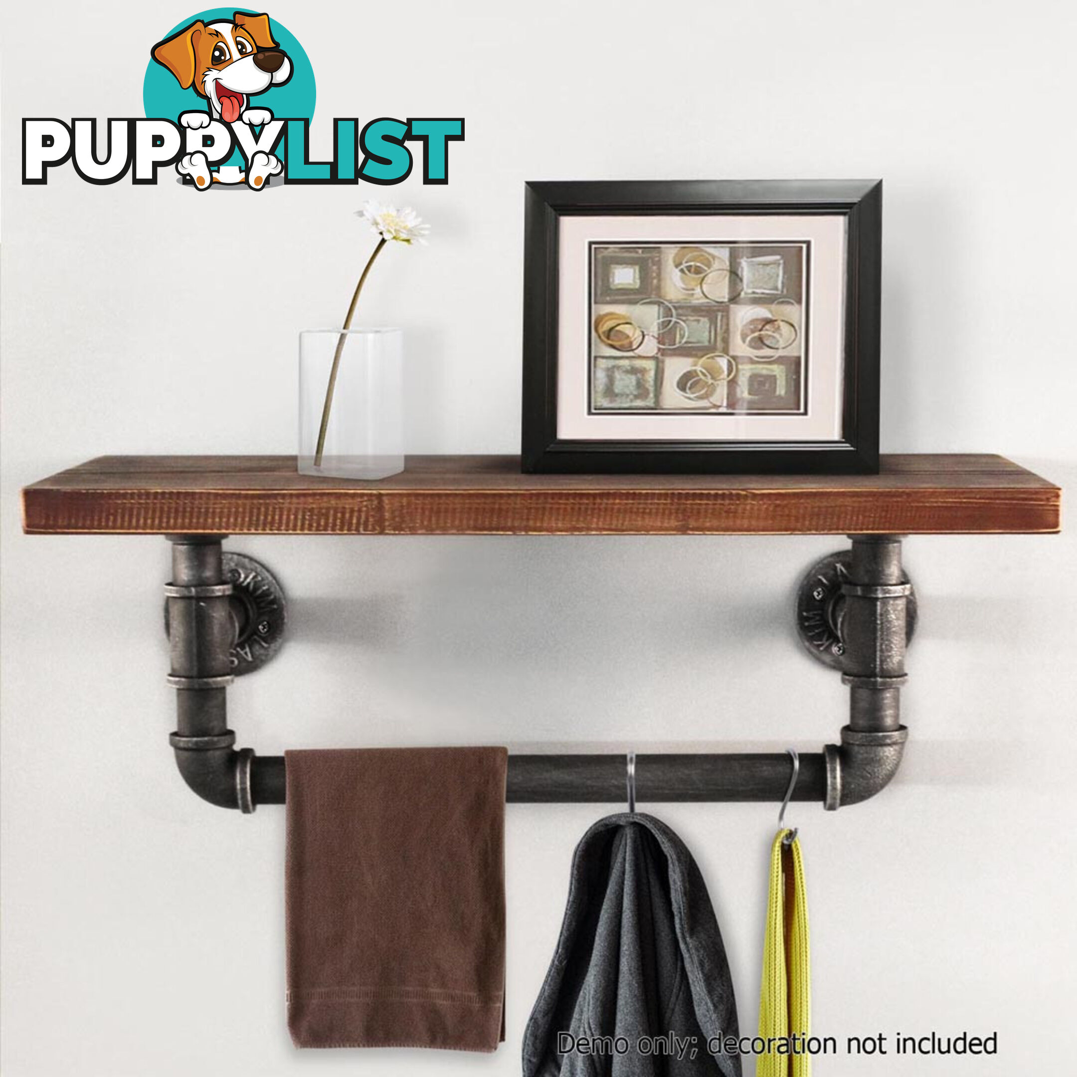 Rustic Industrial DIY Floating Pipe Shelf