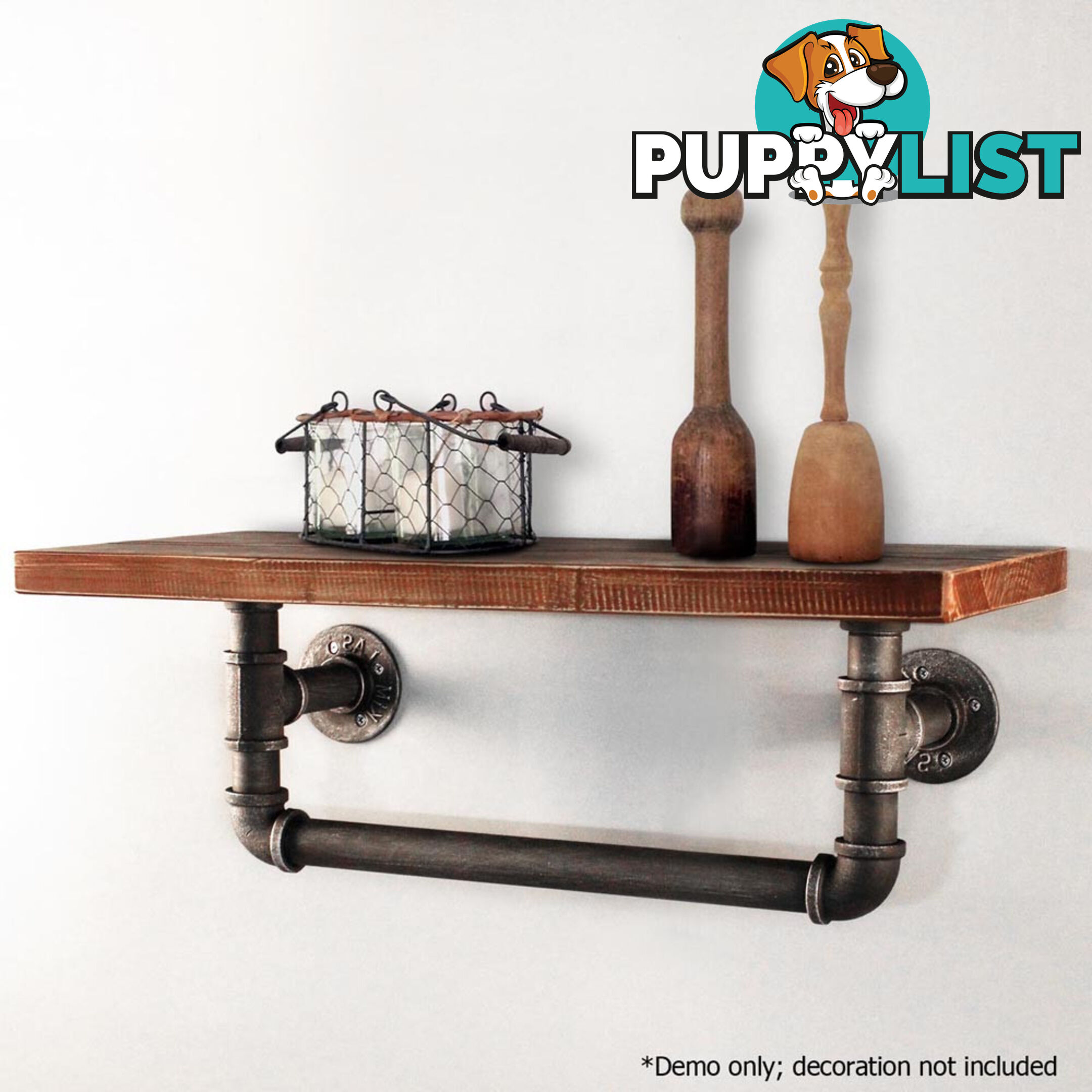 Rustic Industrial DIY Floating Pipe Shelf