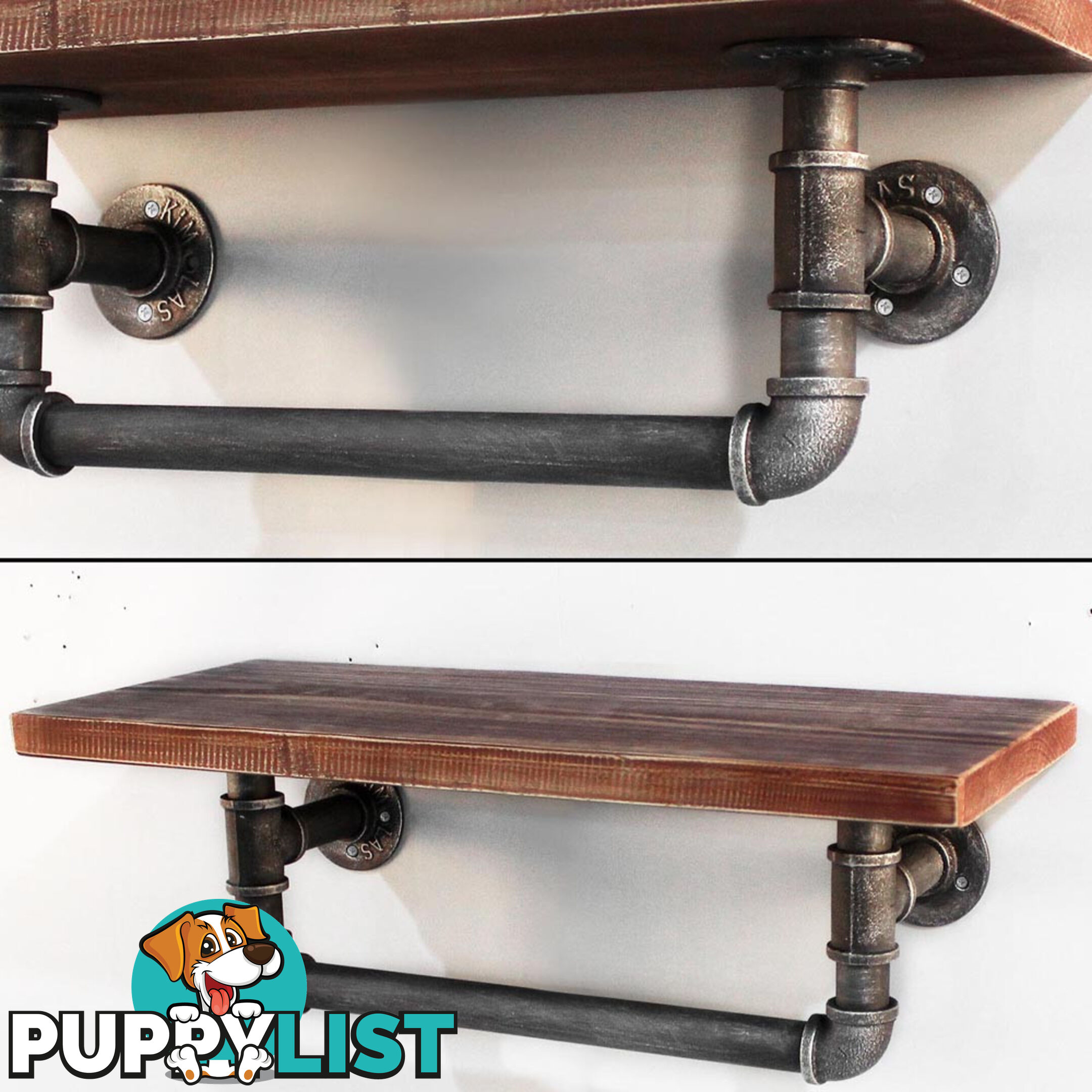 Rustic Industrial DIY Floating Pipe Shelf