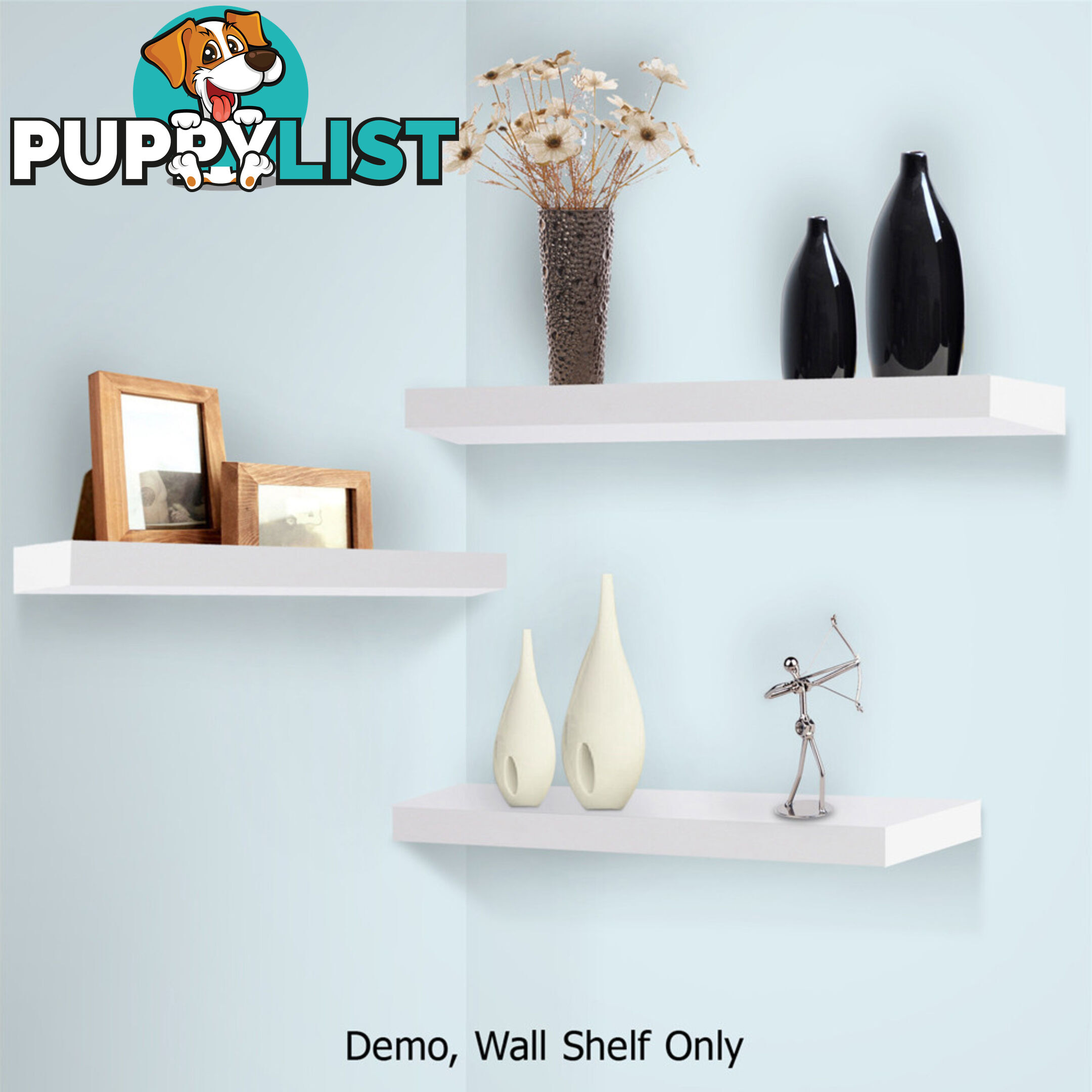 3 pcs Wall Floating Shelf Set Bookshelf Display White