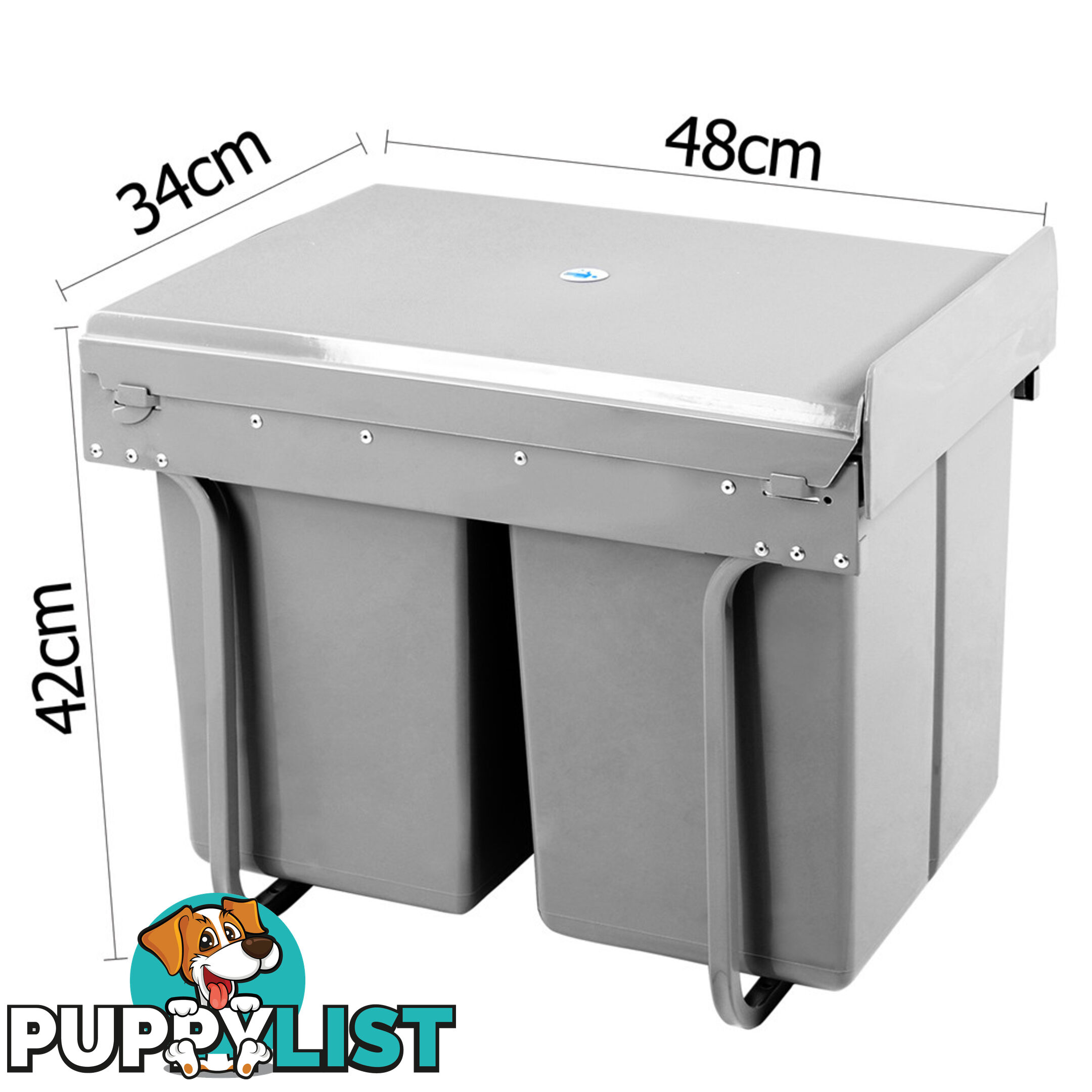 Duel Side Pull Out Rubbish Waste Basket 2 x 20L