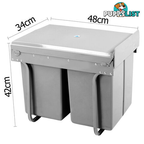 Duel Side Pull Out Rubbish Waste Basket 2 x 20L