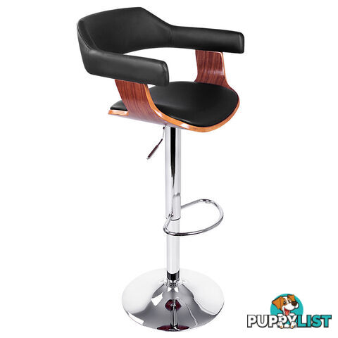 PU Leather Wooden Kitchen Bar Stool Padded Seat Black