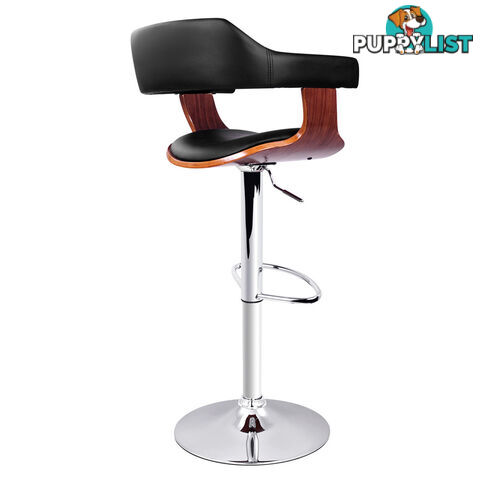 PU Leather Wooden Kitchen Bar Stool Padded Seat Black