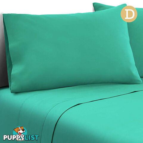 4 Piece Microfibre Sheet Set Double Aqua