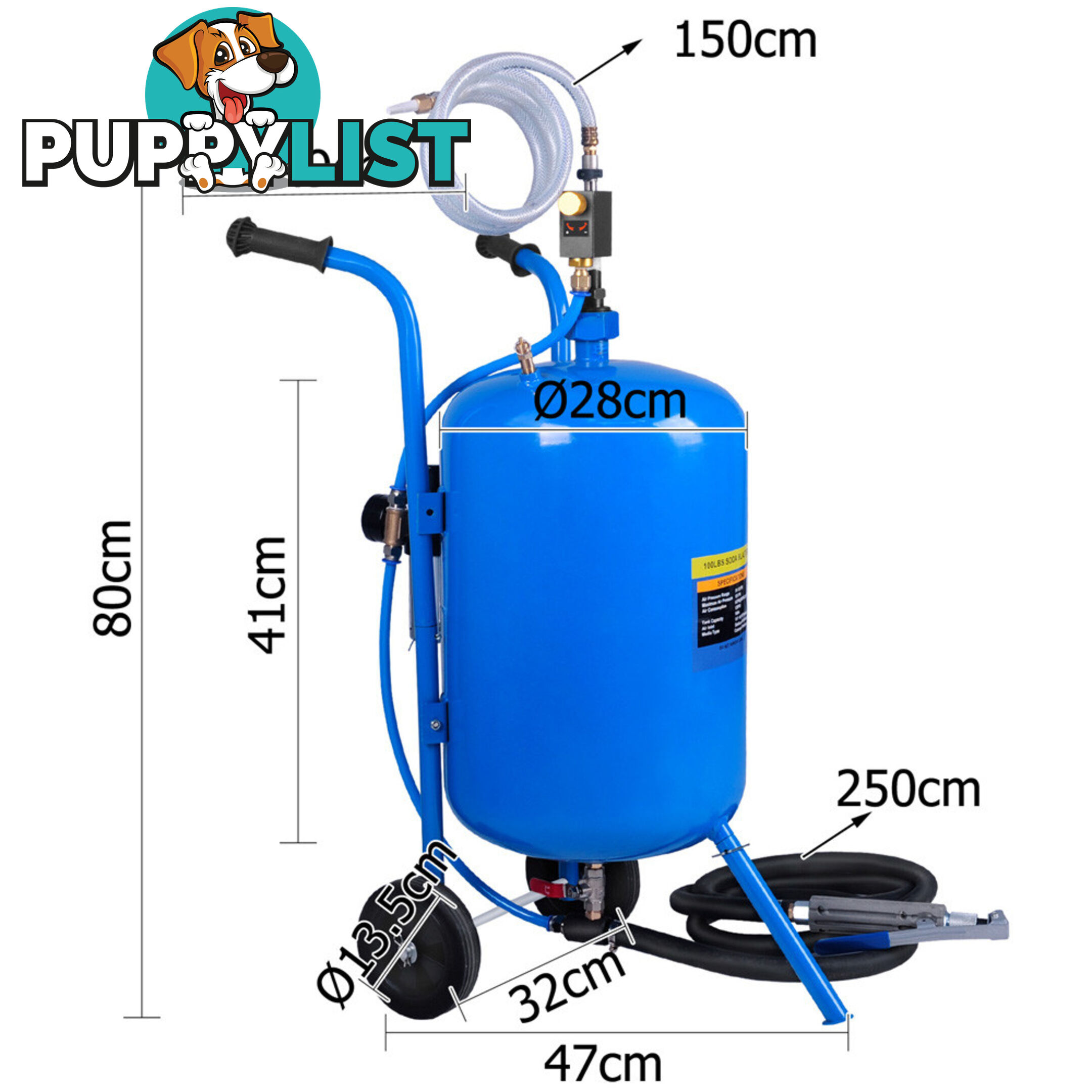 100lb Portable Soda Pressure Abrasive Upgrade Air Sandblaster